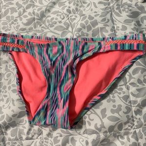 multicolored striped bikini bottoms